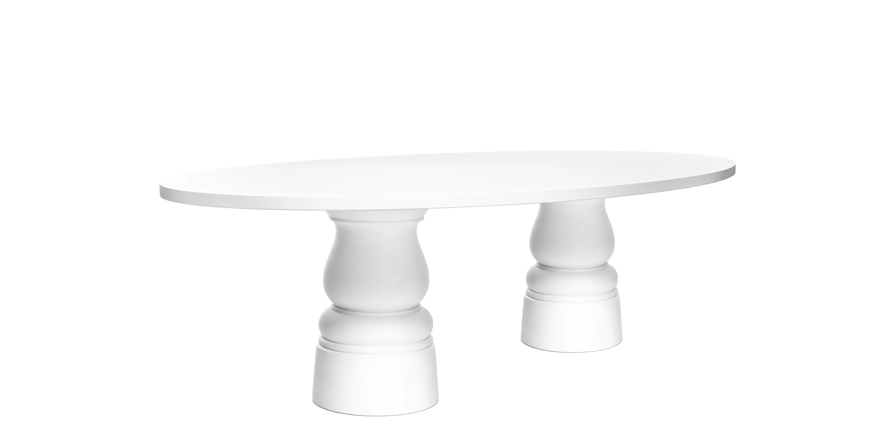Container Table New Antiques Oval 260 top white with white double foot